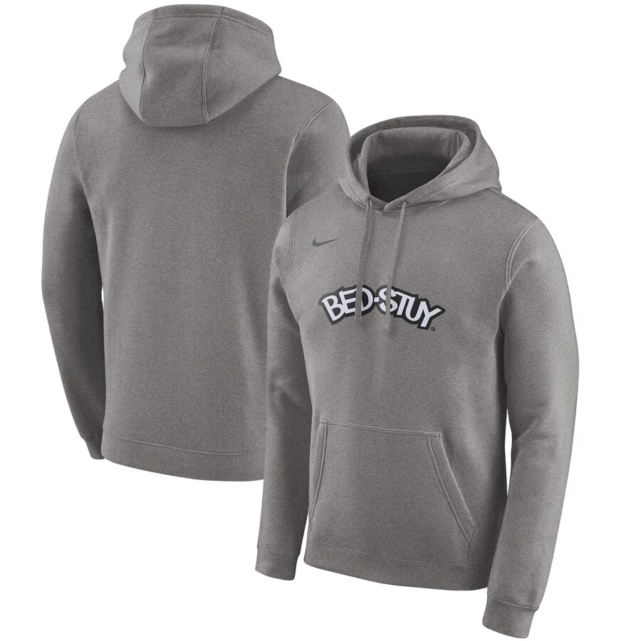 NBA Brooklyn Nets Nike 201920 City Edition Club Pullover Hoodie Heather Gray->brooklyn nets->NBA Jersey